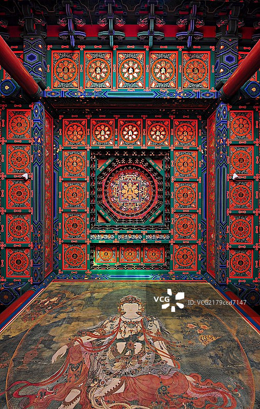 水月观音壁画与曼陀罗藻井图片素材