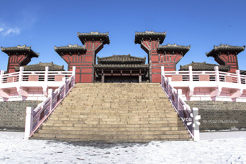 中国涿州影视城的古代建筑铜雀台 涿州影视城 保定图片素材