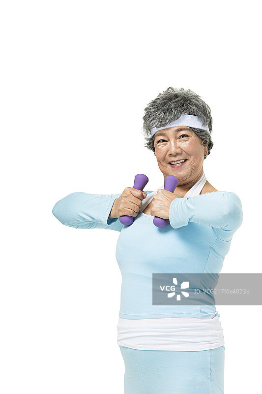 举哑铃的老年人图片素材