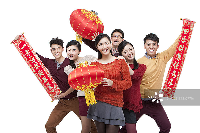 快乐年轻人过新年图片素材