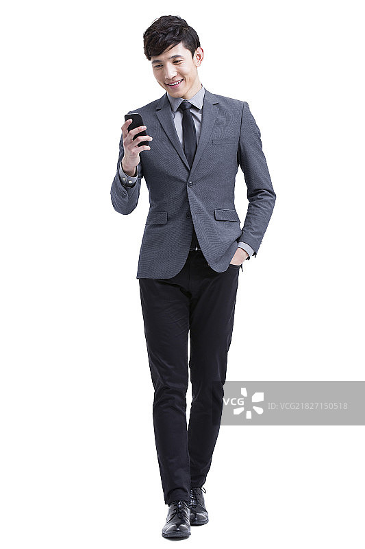 商务男士与智能手机图片素材