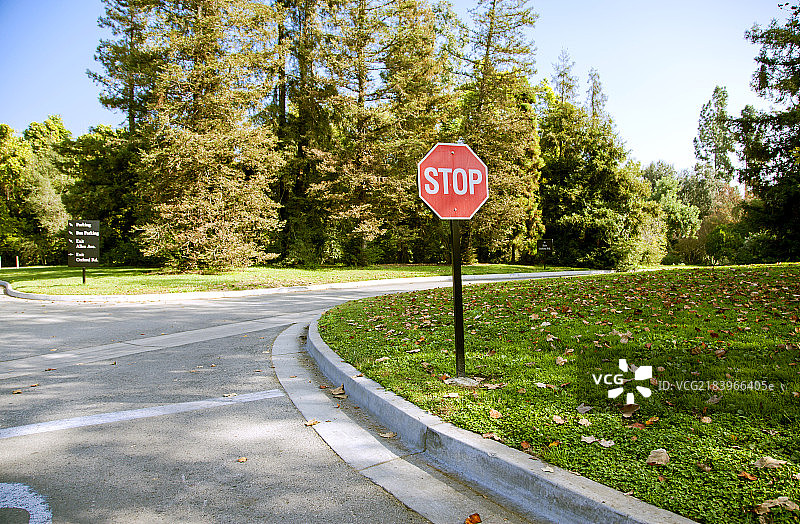 草地边的路和路牌图片素材