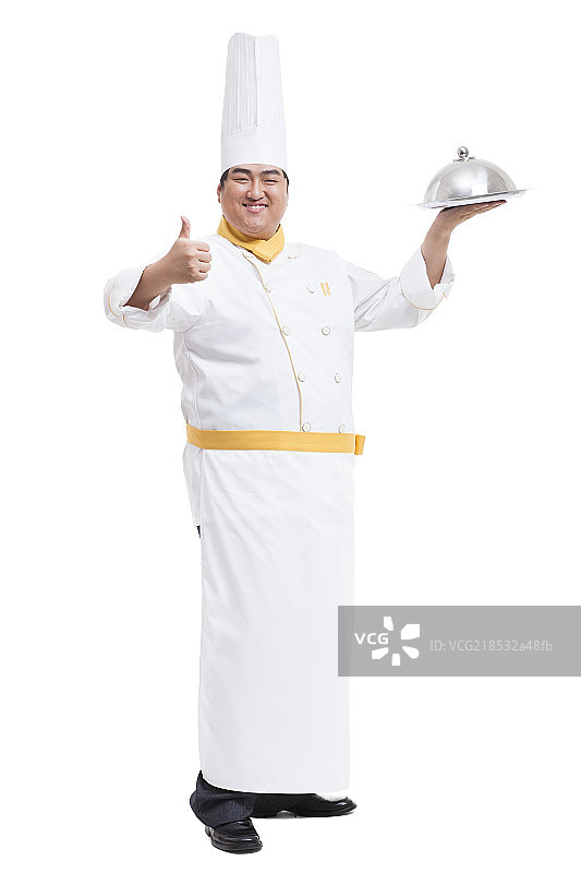 胖厨师上菜图片素材