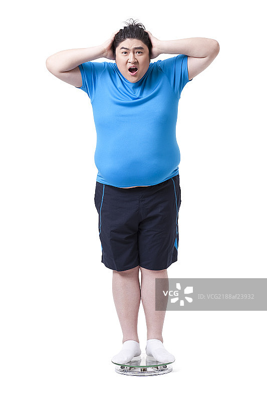 胖子量体重图片素材