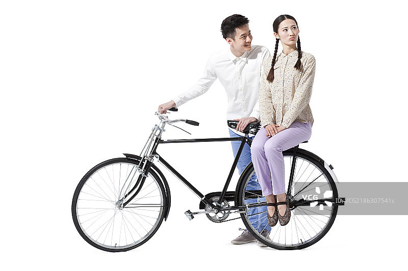 复古情侣闹别扭图片素材