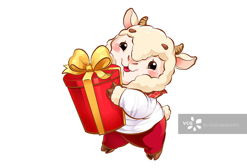 羊宝宝送大礼图片素材