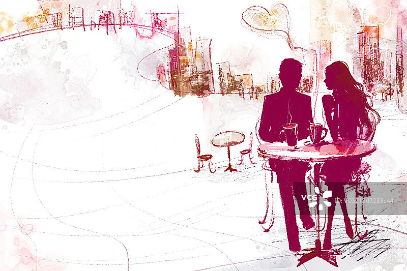 年轻情侣喝咖啡图片素材