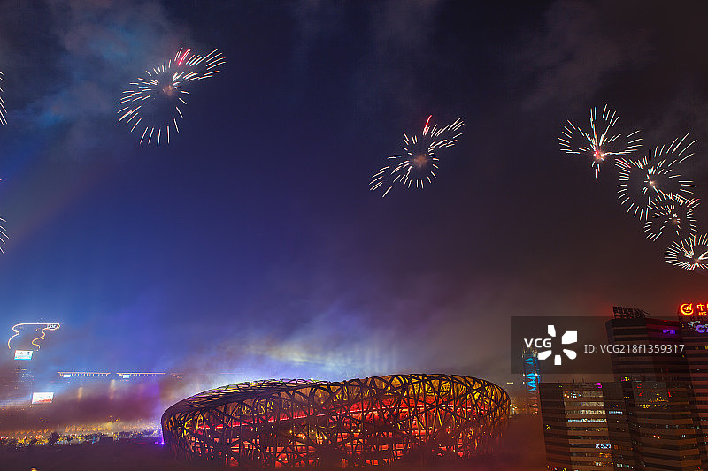 鸟巢烟花图片素材
