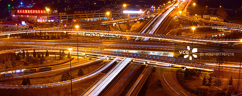 夜晚的北京桥梁城市夜景图片素材