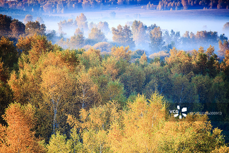 御道口桃山湖晨雾图片素材