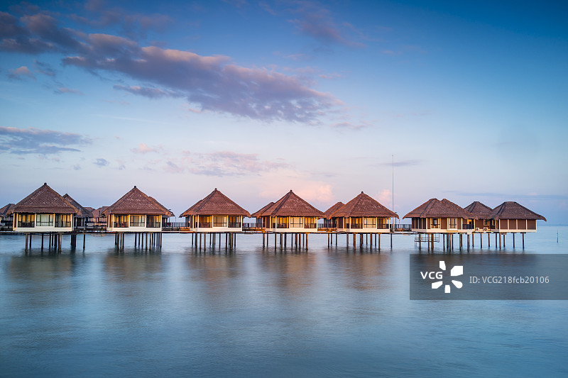 黄金棕榈水上屋图片素材