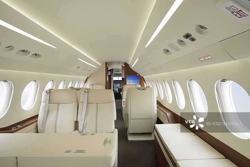 豪华私人飞机客舱内部图片素材