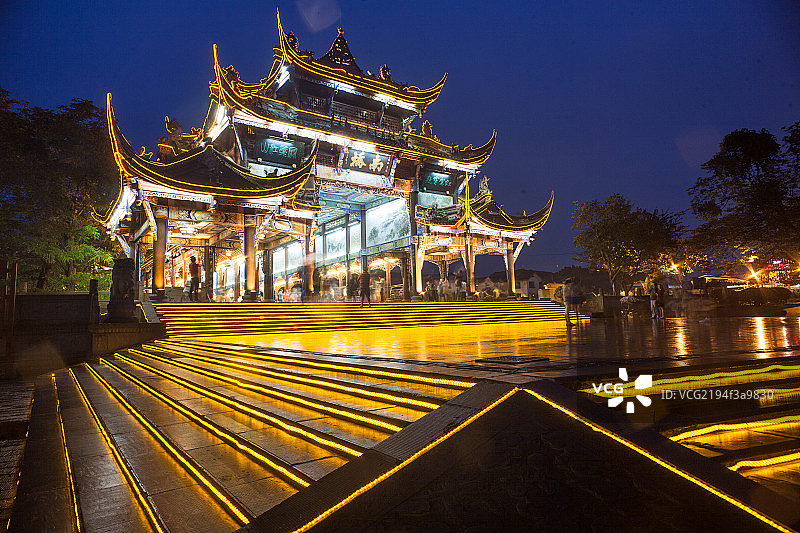 成都市都江堰南桥夜景图片素材