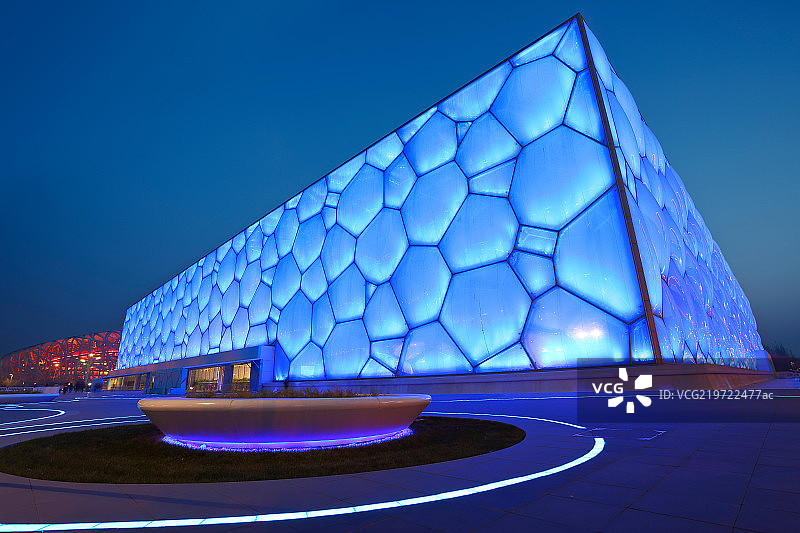 水立方夜景图片素材