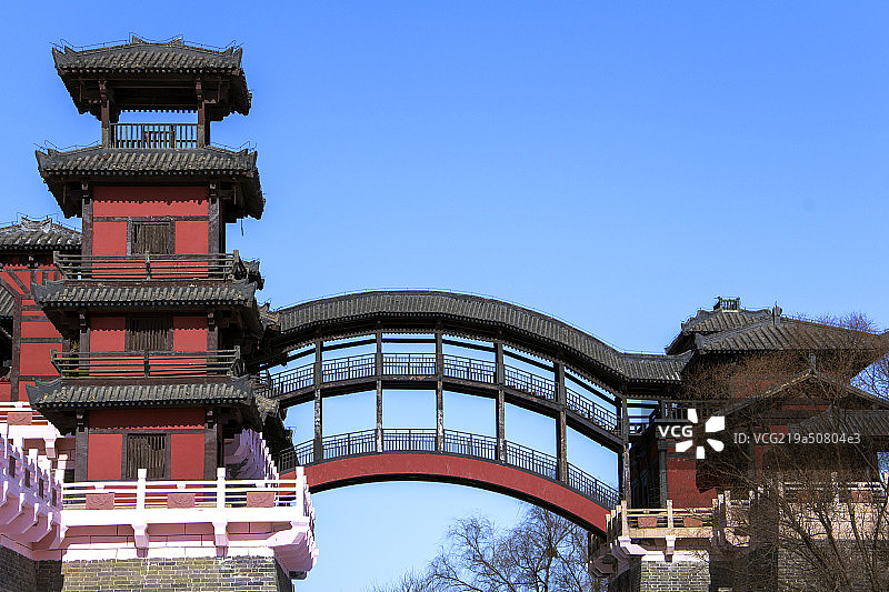 中国涿州影视城的古代建筑铜雀台 涿州影视城 保定图片素材