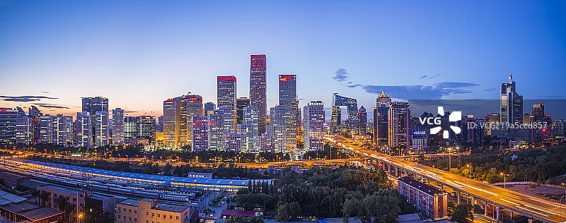 北京CBD全景夜景图片素材