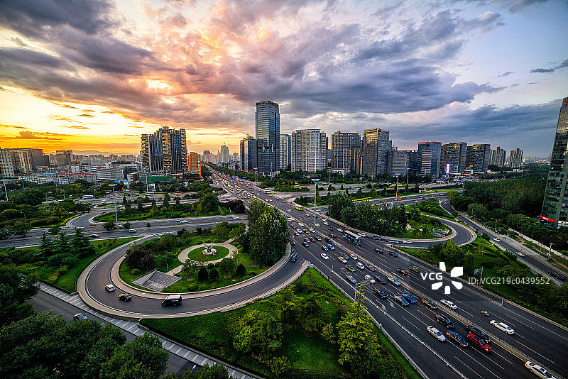 北京三元桥日落图片素材