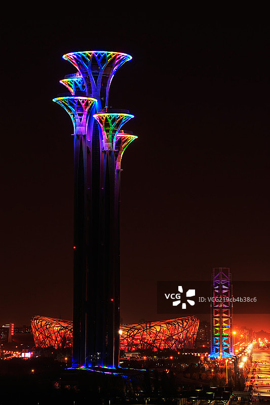 北京奥林匹克公园夜景图片素材
