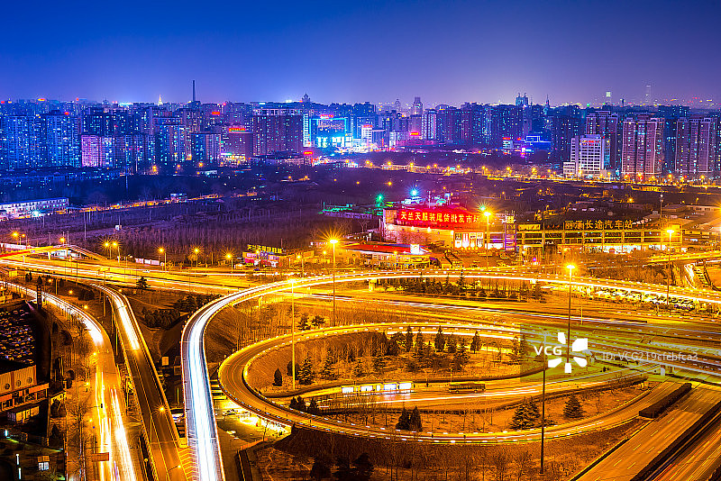 夜晚的北京桥梁城市夜景图片素材