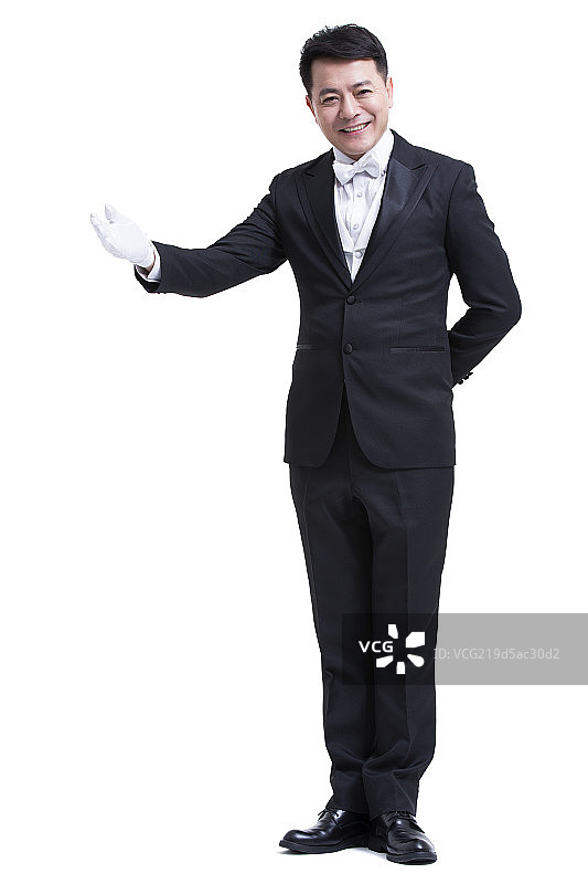 侍者做邀请手势图片素材