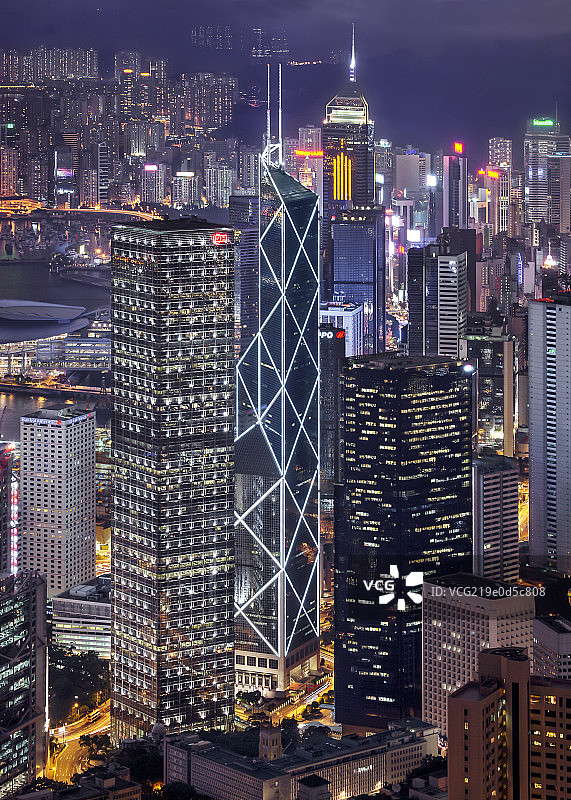 香港中银夜景图片素材