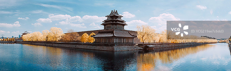 北京 故宫角楼红外摄影图片素材