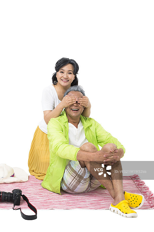 中老年夫妇户外游玩图片素材