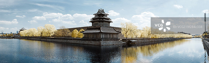 北京故宫角楼红外摄影图片素材