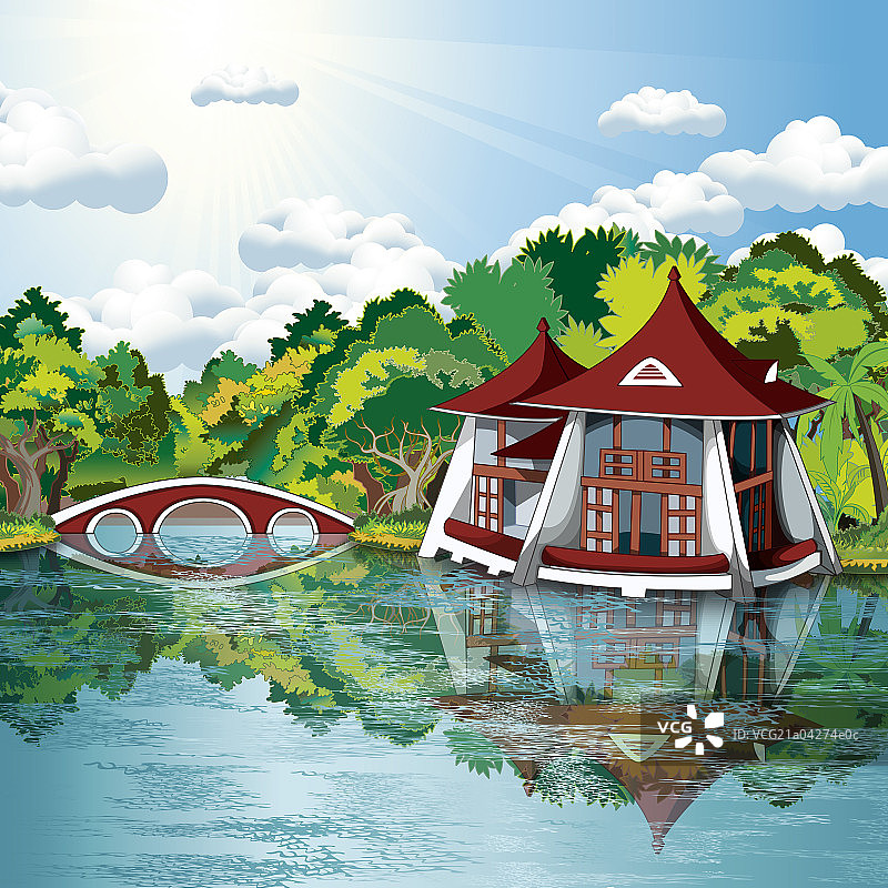 台中,台中公园,台湾,插画,图片素材