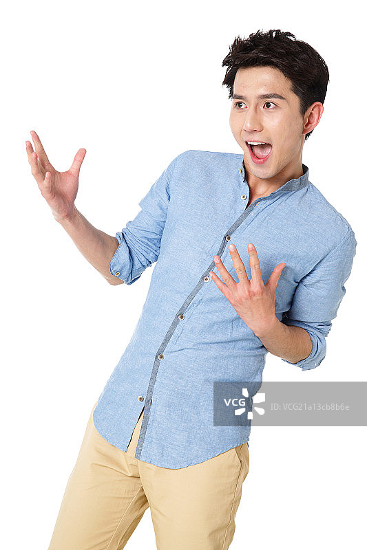 面部惊奇的青年男人图片素材