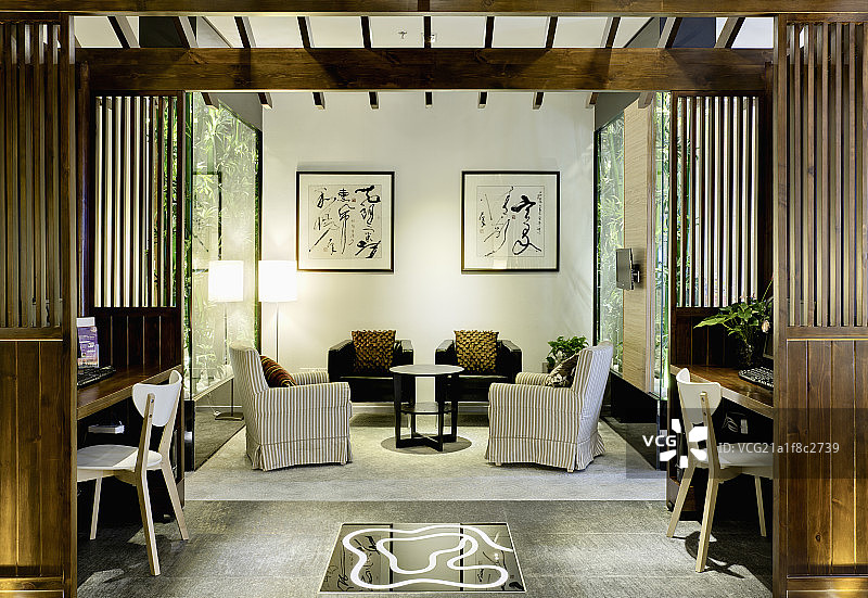 中国古典装修风格的俱乐部VIP贵宾室图片素材