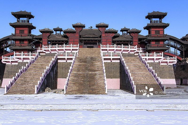 中国涿州影视城的古代建筑铜雀台 涿州影视城 保定图片素材