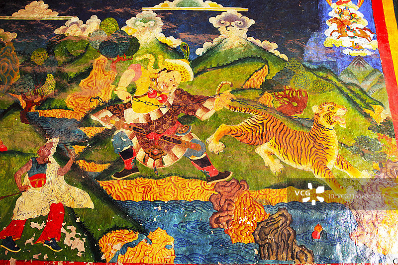 西藏佛教寺庙唐卡壁画图片素材