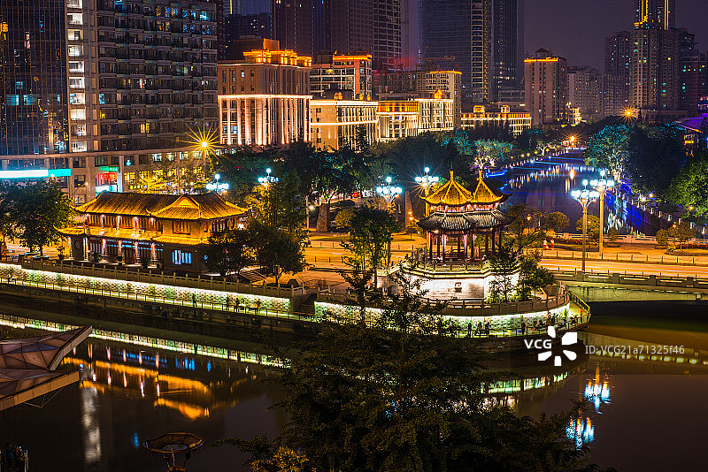 成都府南河合江亭夜景图片素材
