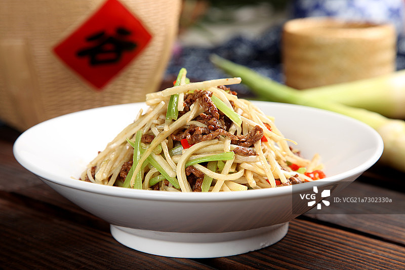 茭白肉丝图片素材