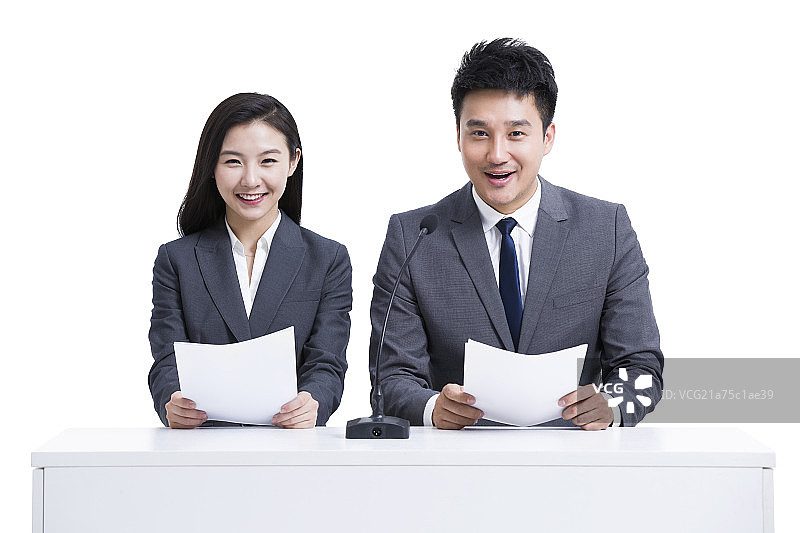 商务伙伴做广播主持图片素材