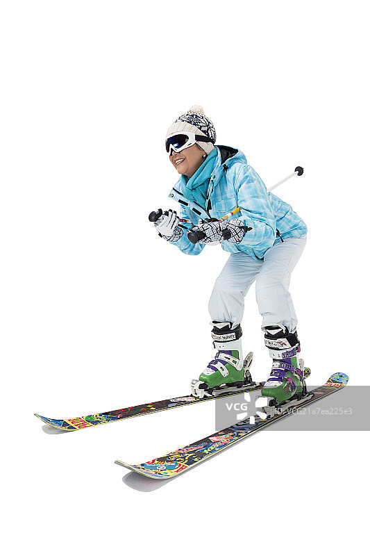 快乐的老年人冬季滑雪图片素材