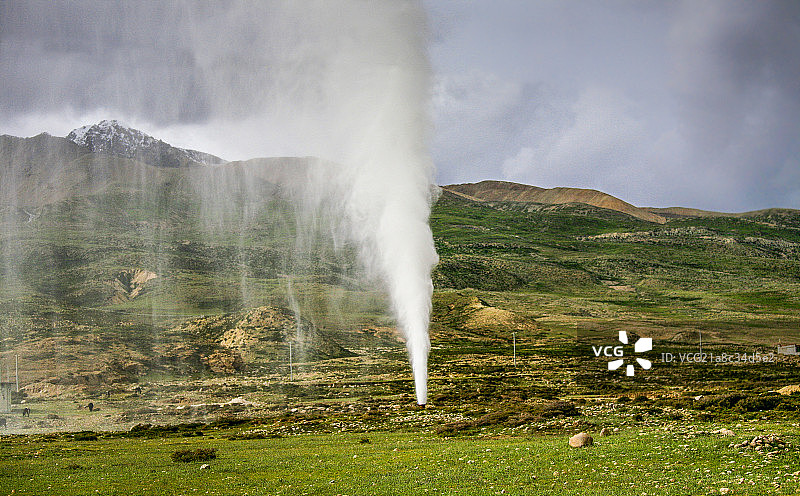 西藏地热喷发图片素材