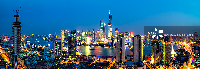 上海陆家嘴暮色全景图片素材