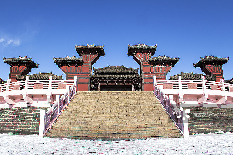 中国涿州影视城的古代建筑铜雀台 涿州影视城 保定图片素材