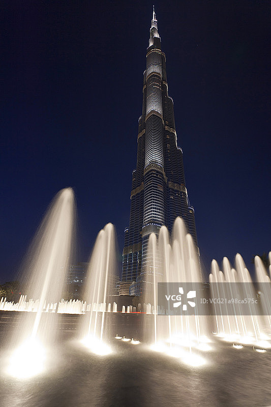 哈利法塔喷泉图片素材