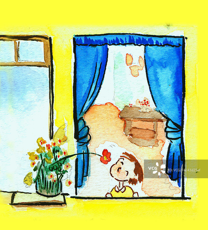 小女孩和花图片素材