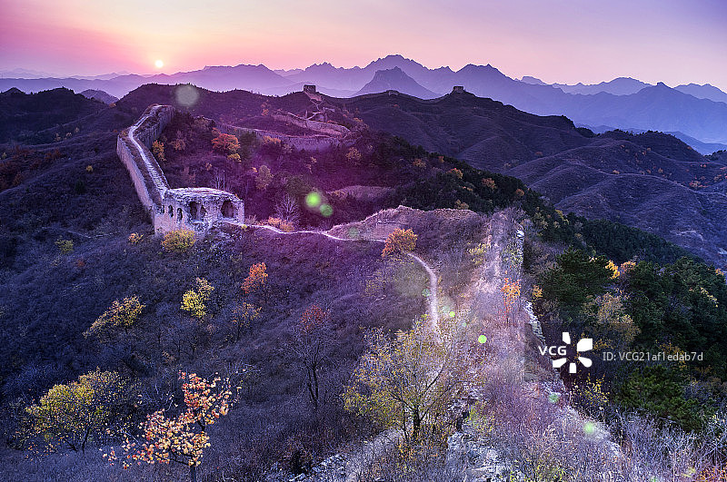 蟠龙山长城秋色图片素材