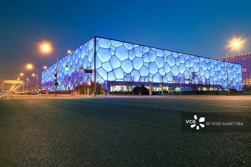 水立方夜景图片素材