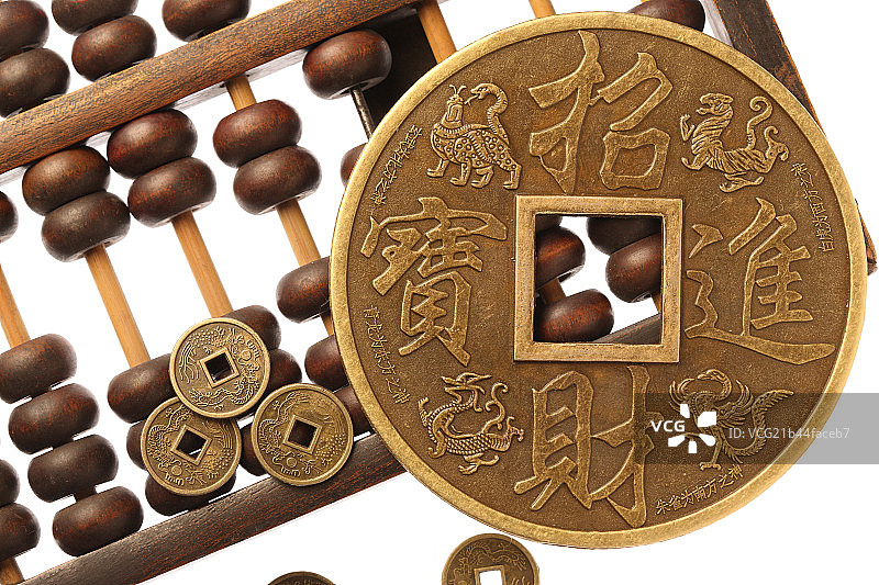 铜钱算盘图片素材