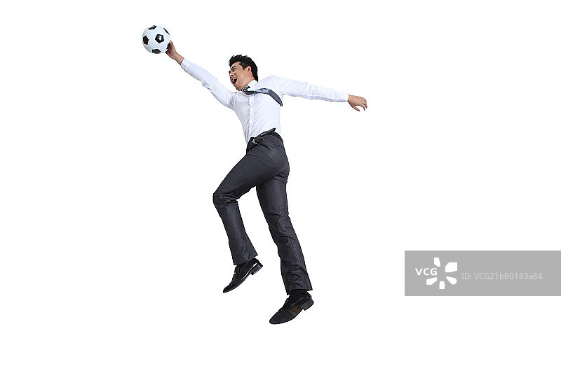 手拿足球的商务男图片素材