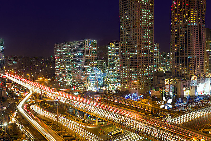 北京CBD城市建筑夜景图片素材