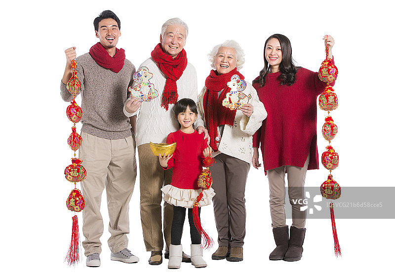 东方人家庭的节日图片素材