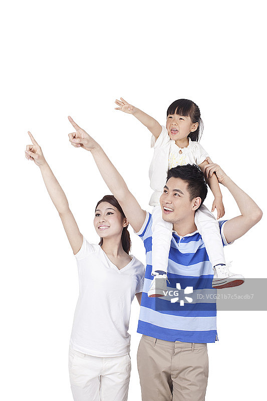 三口之家幸福美满笑容甜蜜合家欢半身照图片素材