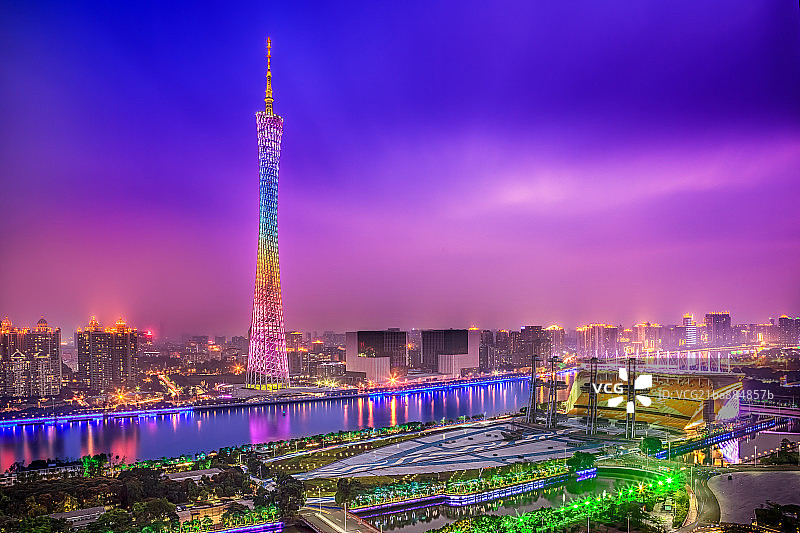 广州塔花城广场夜景图片素材